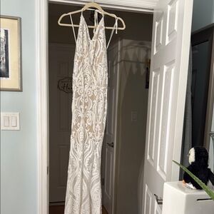 chinese dress ladies The Lucetta Dress in White Windsor Brocade 2 / White Windsor Brocade
